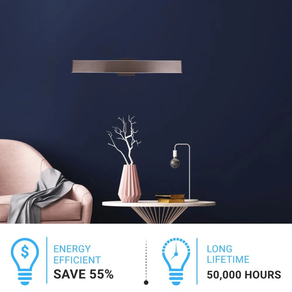 LED Wall Sconce Fixture, Dimmable, 3000K (Warm White), Brushed Brown (W1391-L)