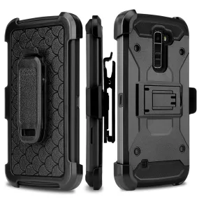 LG Stylo 2 / LG Stylo 2 V Case, Premium Tough Hybrid Holster Triple Layer Protector Case [Kickstand] Swivel Locking Belt Clip for LG Stylo 2 / LG Stylo 2 V - Black