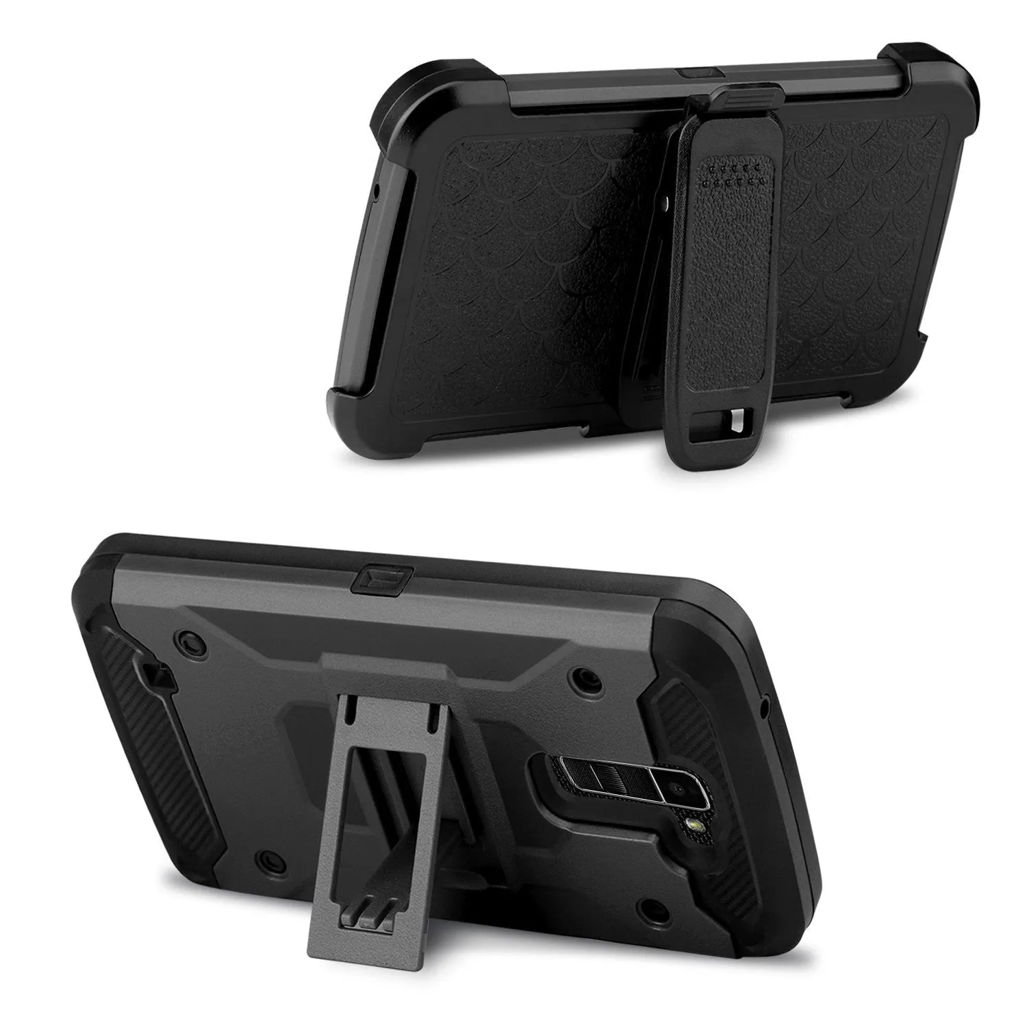 LG Stylo 2 / LG Stylo 2 V Case, Premium Tough Hybrid Holster Triple Layer Protector Case [Kickstand] Swivel Locking Belt Clip for LG Stylo 2 / LG Stylo 2 V - Black