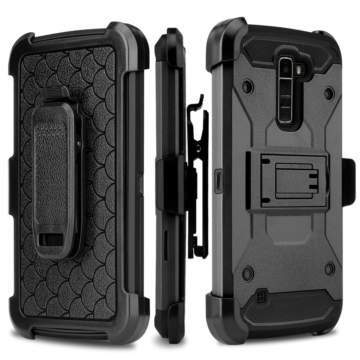 LG Stylo 2 / LG Stylo 2 V Case, Premium Tough Hybrid Holster Triple Layer Protector Case [Kickstand] Swivel Locking Belt Clip for LG Stylo 2 / LG Stylo 2 V - Black