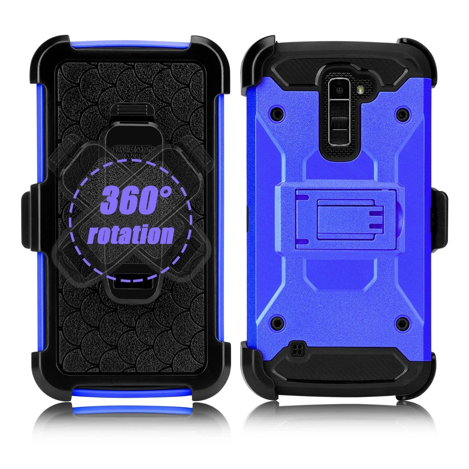 LG Stylo 2 / LG Stylo 2 V Case, Premium Tough Hybrid Holster Triple Layer Protector Case [Kickstand] Swivel Locking Belt Clip for LG Stylo 2 / LG Stylo 2 V - Blue