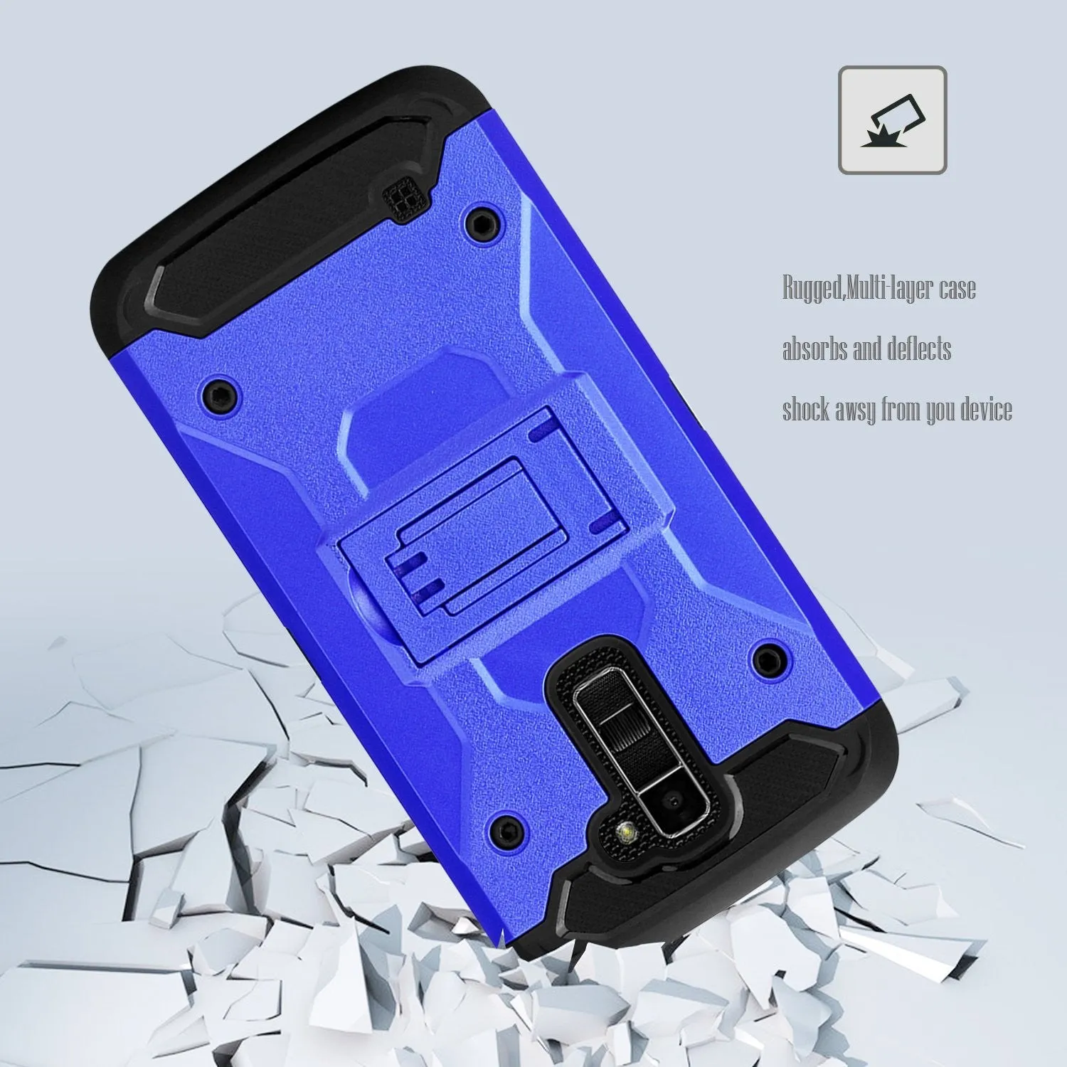 LG Stylo 2 / LG Stylo 2 V Case, Premium Tough Hybrid Holster Triple Layer Protector Case [Kickstand] Swivel Locking Belt Clip for LG Stylo 2 / LG Stylo 2 V - Blue