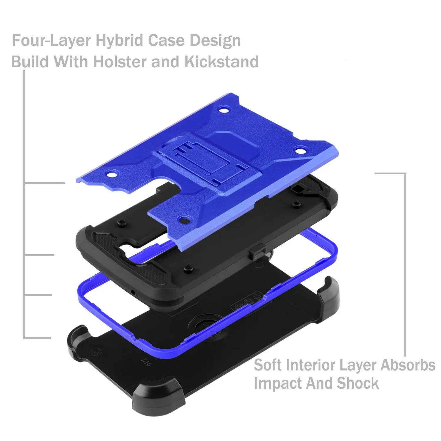 LG Stylo 2 / LG Stylo 2 V Case, Premium Tough Hybrid Holster Triple Layer Protector Case [Kickstand] Swivel Locking Belt Clip for LG Stylo 2 / LG Stylo 2 V - Blue