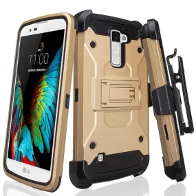 LG Stylo 2 / LG Stylo 2 V Case, Premium Tough Hybrid Holster Triple Layer Protector Case [Kickstand] Swivel Locking Belt Clip for LG Stylo 2 / LG Stylo 2 V - Gold
