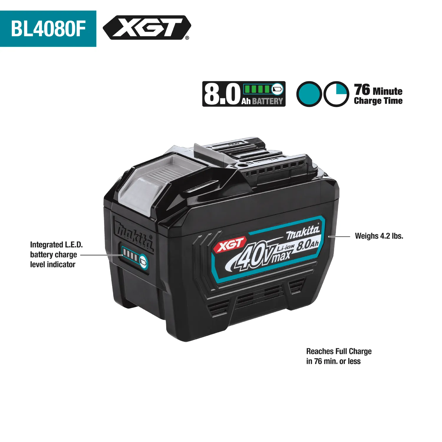 Makita (BL4080F) 40V max XGT® 8.0Ah Battery