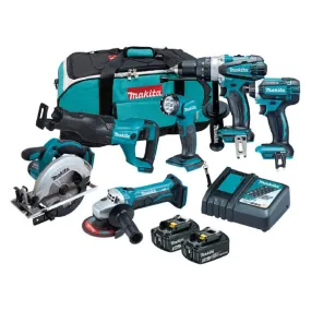 Makita DLX6102X1 6 Piece 18V 3.0Ah Cordless Combo Kit