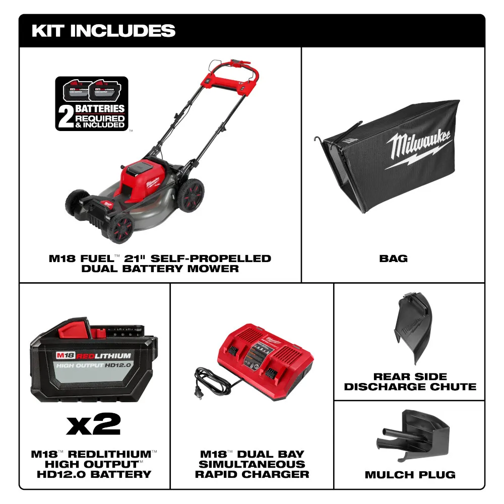 Milwaukee M18 Fuel 21" Self-Propelled Dual Battery Mower Kit