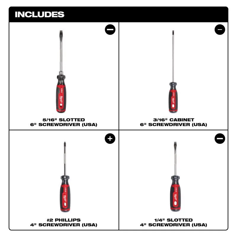 Milwaukee Screwdriver Set 4 pc