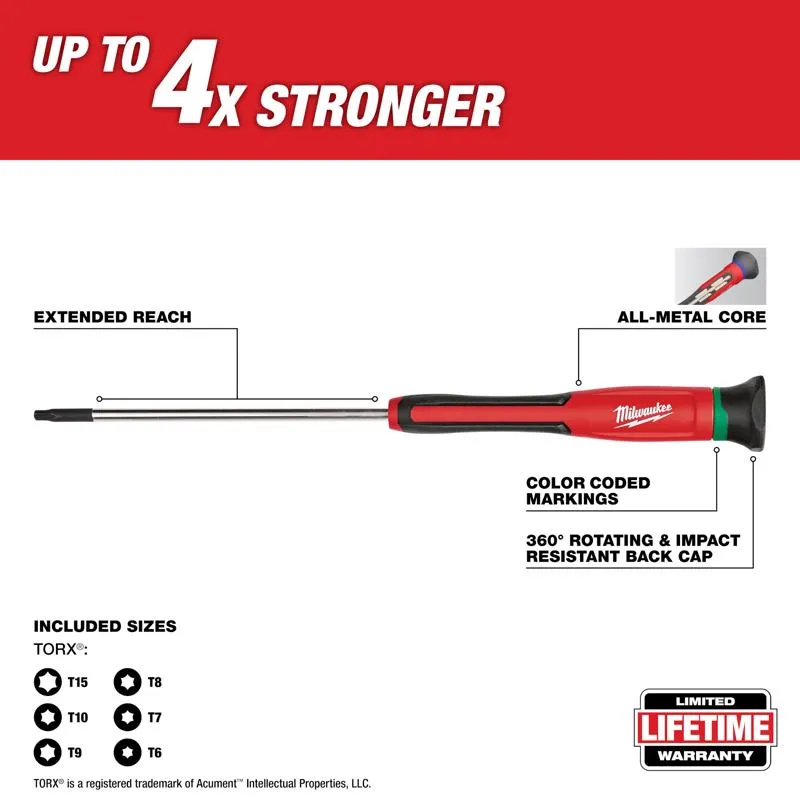 Milwaukee Torx Multi-Bit Precision Screwdriver 6 in. 6 pc