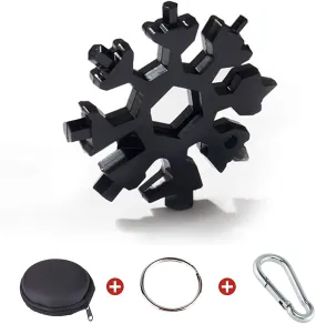 OPM Store 18 in 1 Snowflake Multitool – Metal Screwdriver / Bottle Opener / Wrench [Pack of 1] Keychain for Men - Portable Hand Tools - Outdoor Pocket Multi Tool