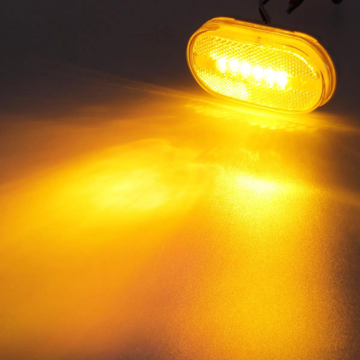 Partsam Rectangle Rectangular 4inch x 2inch Led Trailer Clearance Side Marker Lights with Reflex Lens, Sealed Surface Mount 2x4 Oblong RV Camper Led Marker Lights 6LED - 7 Red & 5 Amber