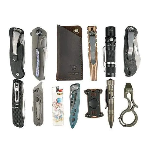 PJ11 Leather Tool Pouch, EDC Pocket Organizer Leather on belt