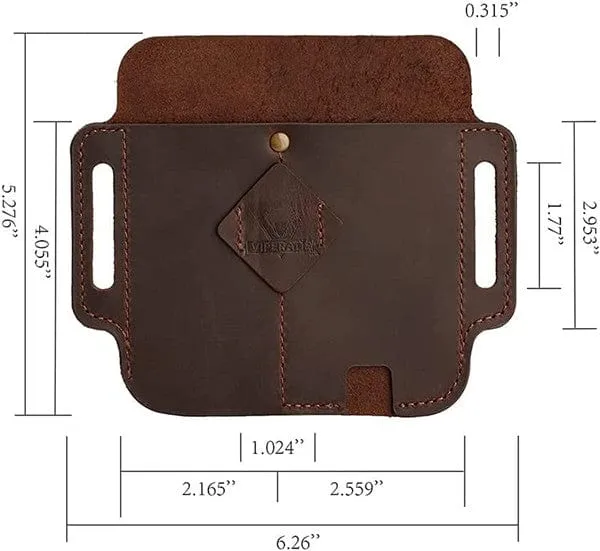 PJ19 EDC Multitool Leather Sheath, Belt Organizer Sheath and Flashlight Pouch
