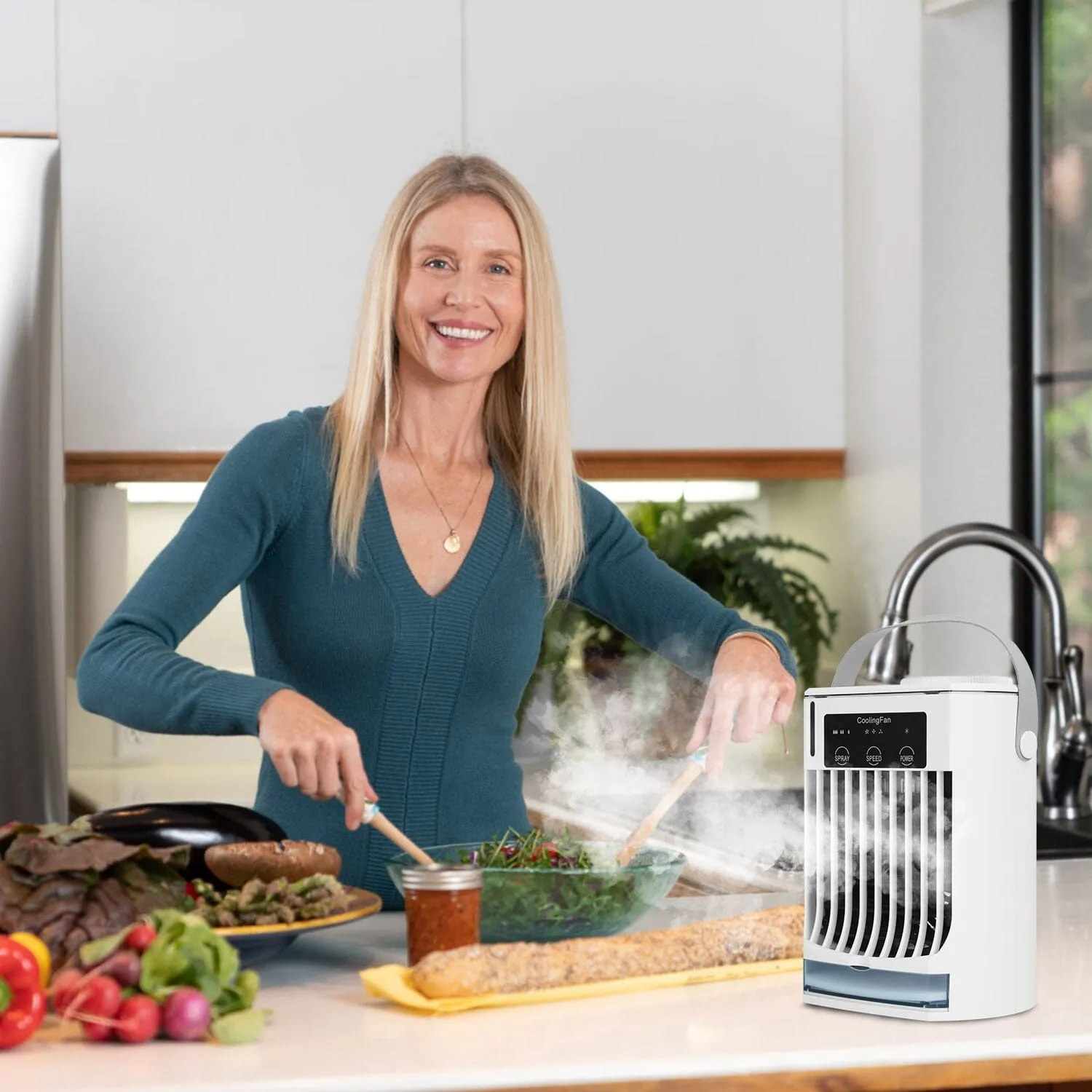 Portable Air Conditioner Fan Evaporative Humidifier 3 Speed Spray