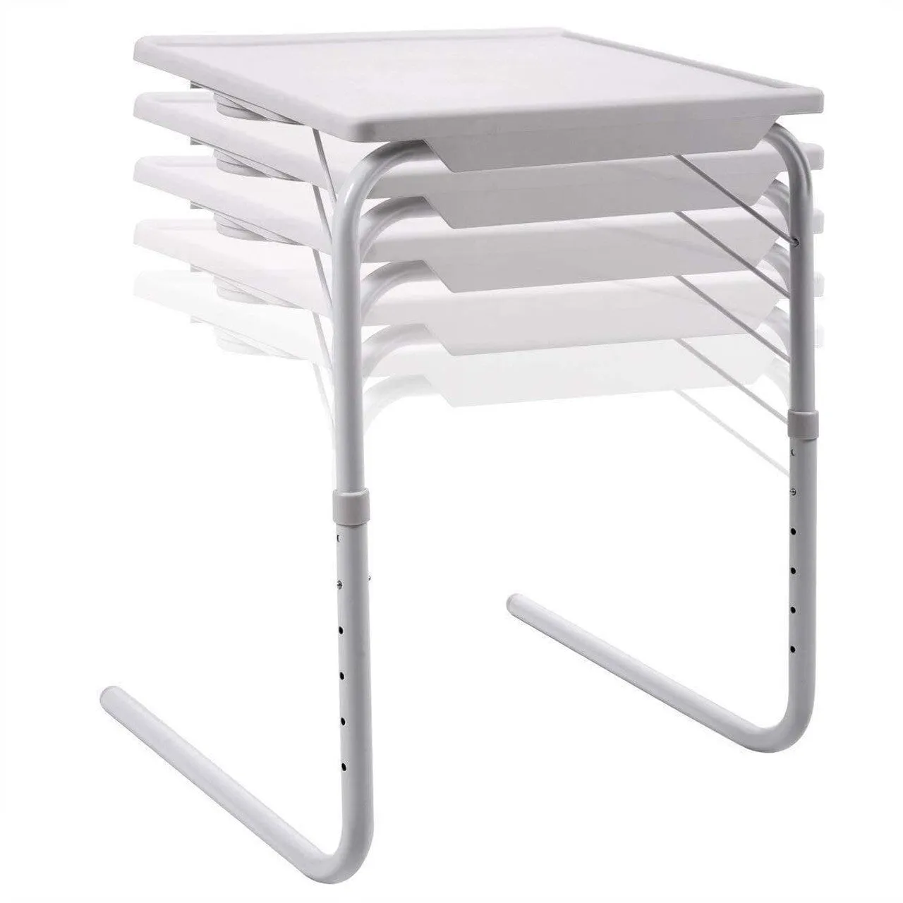 Portable Metal Adjustable Table Dinner Laptop Tray Folding Desk Sofa TV