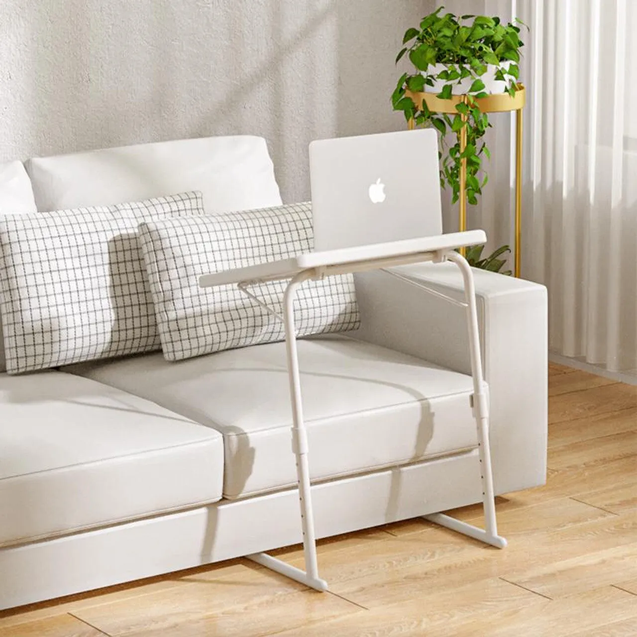 Portable Metal Adjustable Table Dinner Laptop Tray Folding Desk Sofa TV