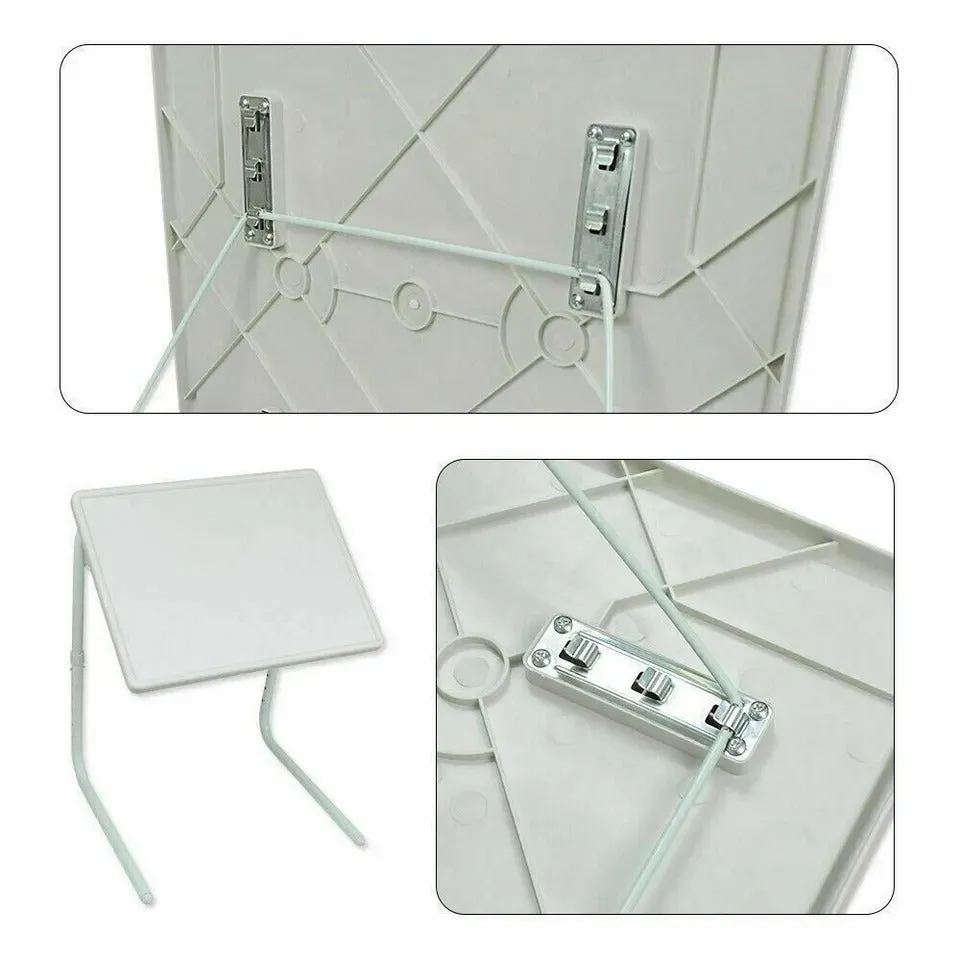 Portable Metal Adjustable Table Dinner Laptop Tray Folding Desk Sofa TV
