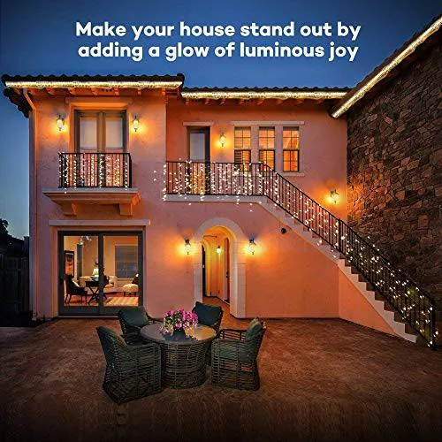 Quntis 8 Modes LED Curtain Xmas Lights – 144 LEDs for Xmas Decor & Holiday Decoration
