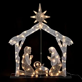 relaxed Holy 5.5ft Lighted Christmas Angel Outdoor Pre-lit 3D Crystal Angel Patio Garden Deck Party Decor Warm white 4FT-Holy Family 4FT-Holy Family