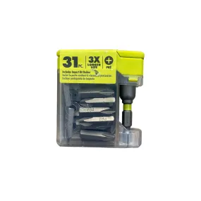 RYOBI 1 in. Bulk Impact Drive Bit Set (31-Piece) with Magnetic Bit Holder