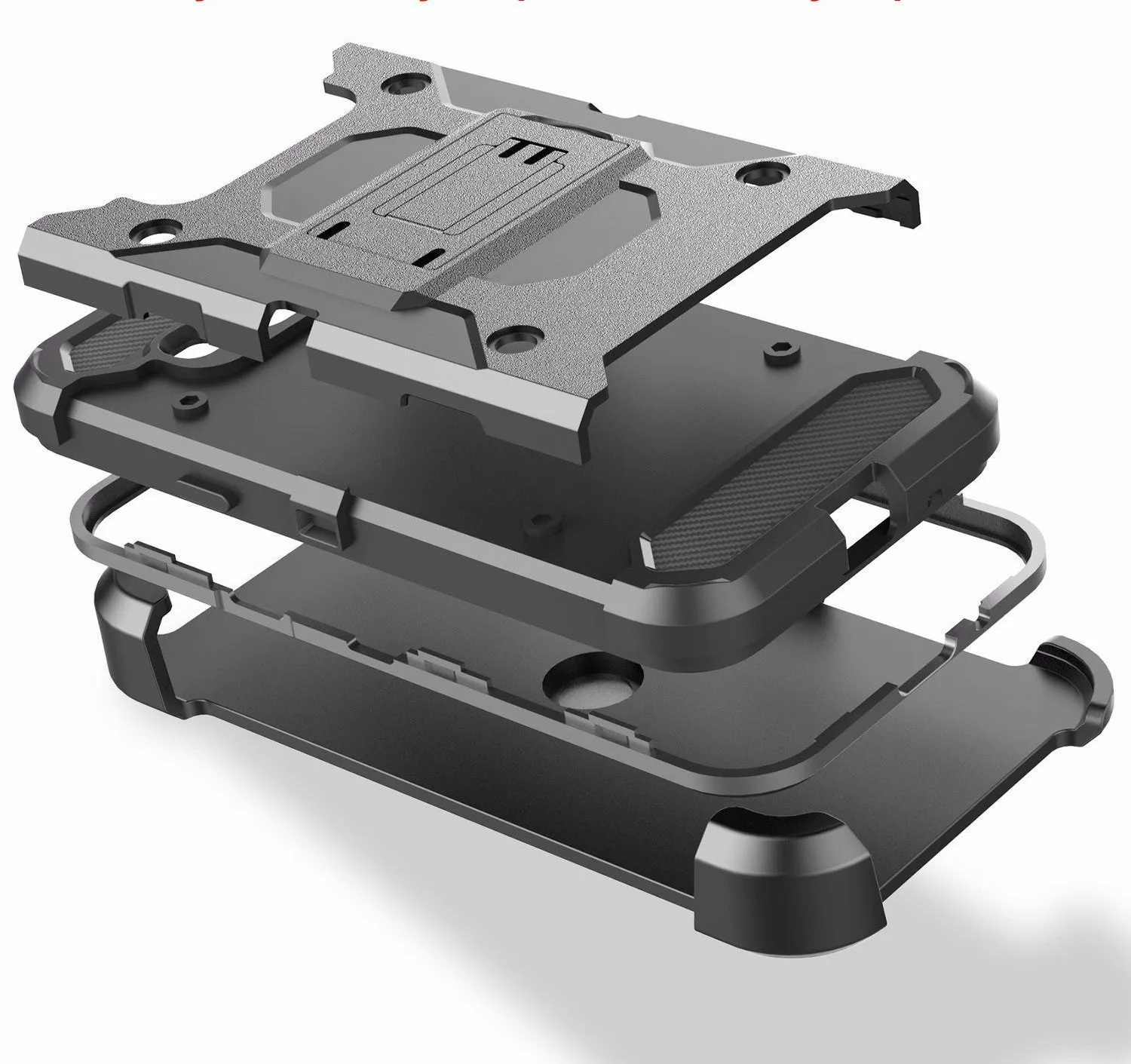 Samsung Galaxy J3 Case, Galaxy Sky, Galaxy Express Prime Case, Galaxy Sol, Galaxy Amp Prime, J3 V Hybrid Holster Tri-Layer Protector Case [Kickstand][Belt Swivel Clip] - Black