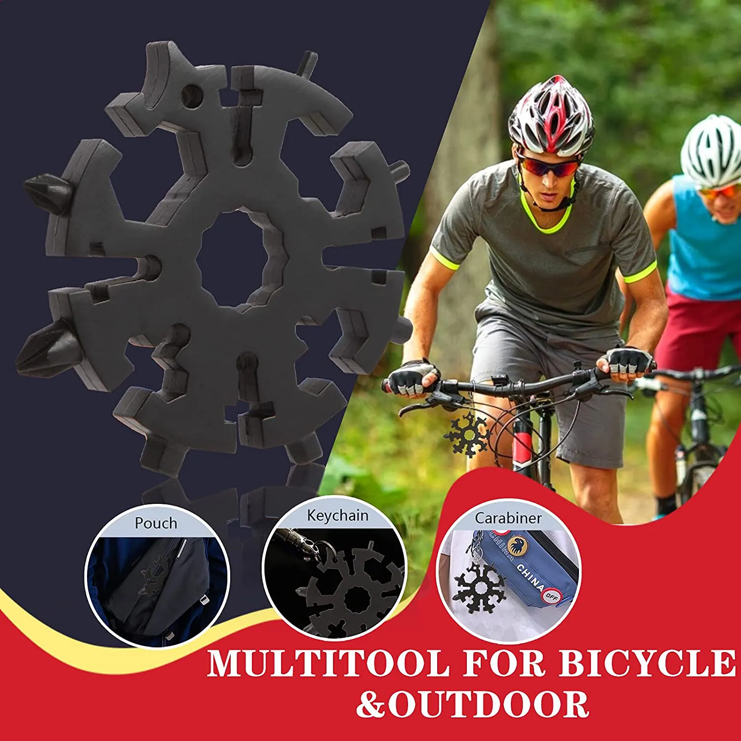 Snowflake Keychain Multitool Gifts for Men Dad, Portable Screwdriver Wrench Pocket Tools – 20 in 1 All in One Multi Tool, Christmas Stocking Stuffer Gifts, Stainless Steel, Upgraded Version (Black)