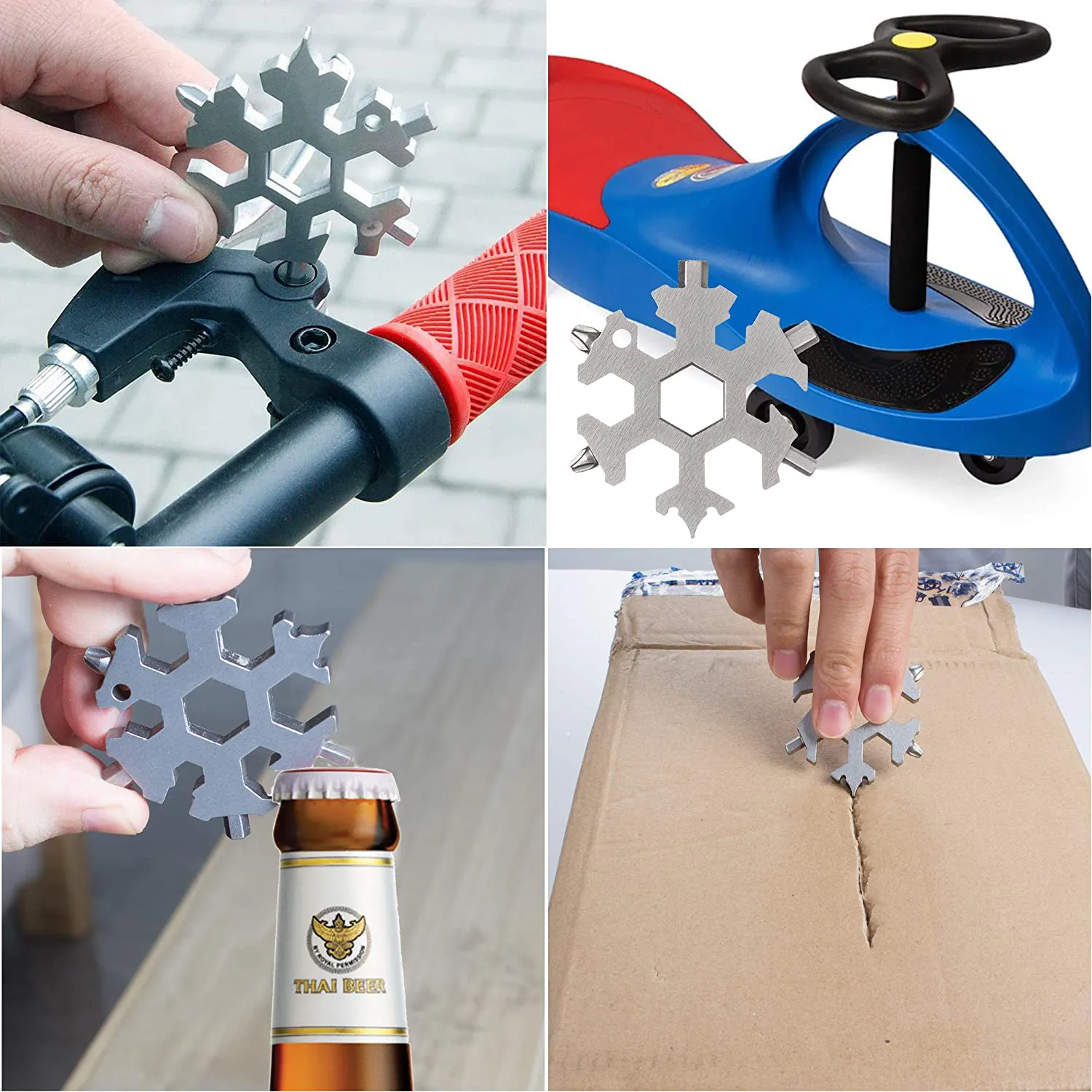 Snowflake Multi Tool 19-In-1 Stainless Steel Multitool Keychain Bottle Opener/Screwdriver/Portable Outdoor Travel Camping Multi Function Pocket Multitool Gadgets for Men