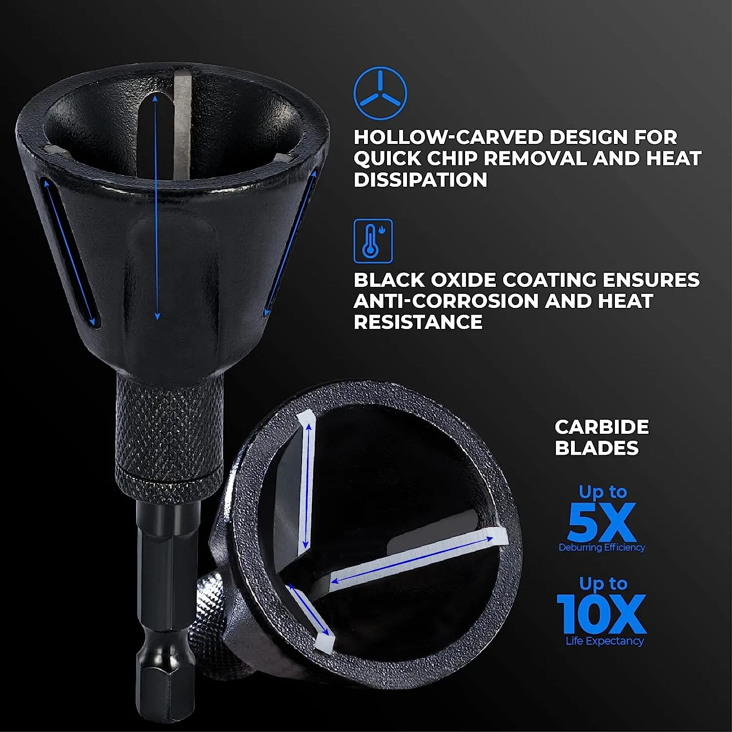 toolant Deburring External Chamfer Tool with Carbide Blades, Removing Burr Tools with Quick Release Shank