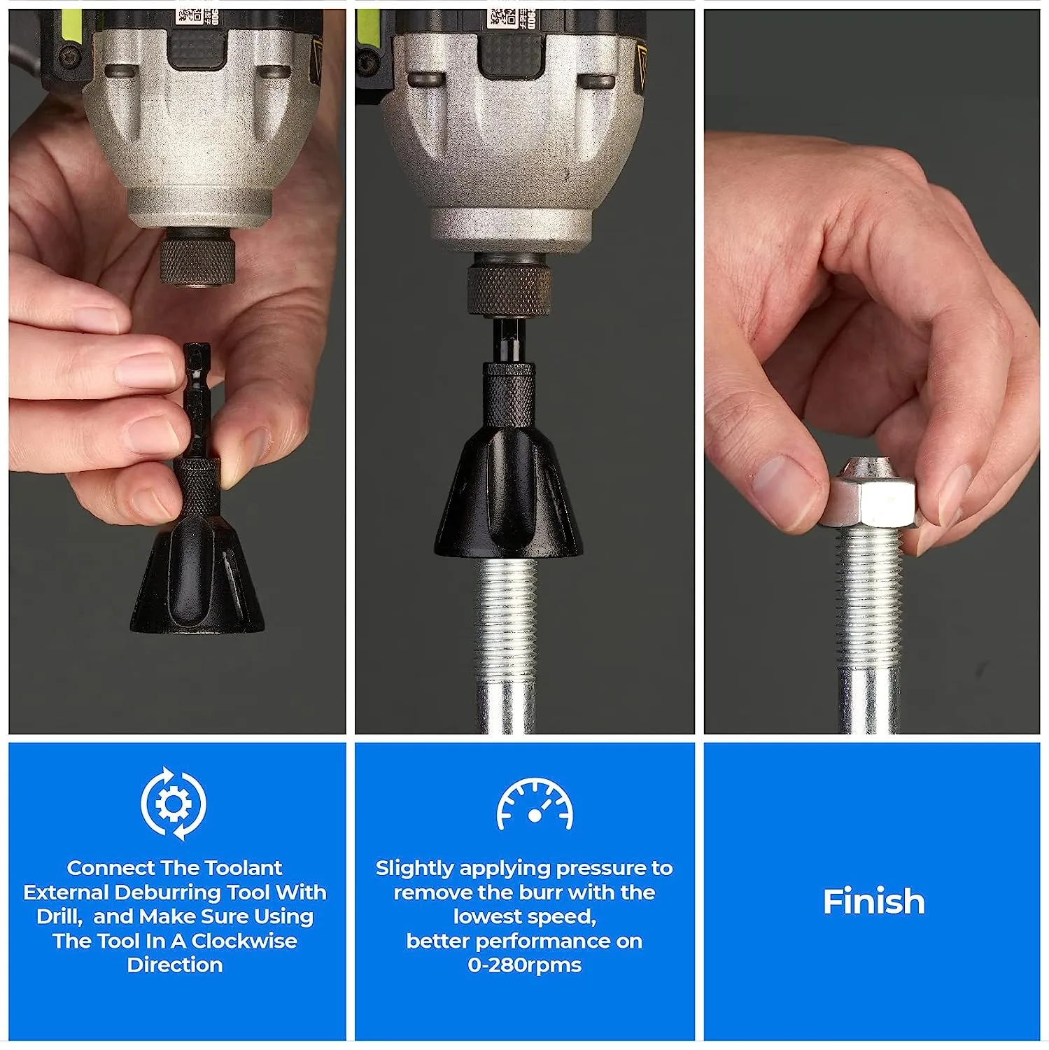 toolant Deburring External Chamfer Tool with Carbide Blades, Removing Burr Tools with Quick Release Shank