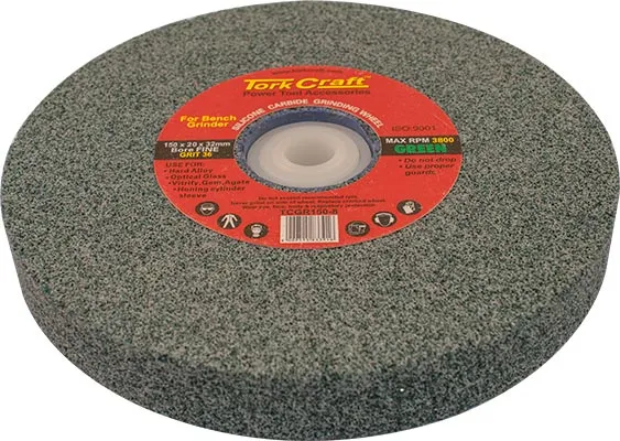 TORK CRAFT GRINDING WHEEL 150X20X32MM GREEN COARSE 36GR W/BUSHES FOR BENCH GRIN TCGR150-8