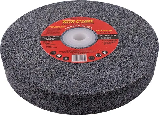TORK CRAFT GRINDING WHEEL 150X25X32MM BORE COARSE 36GR W/BUSHES FOR BENCH GRINDER TCGR150-2