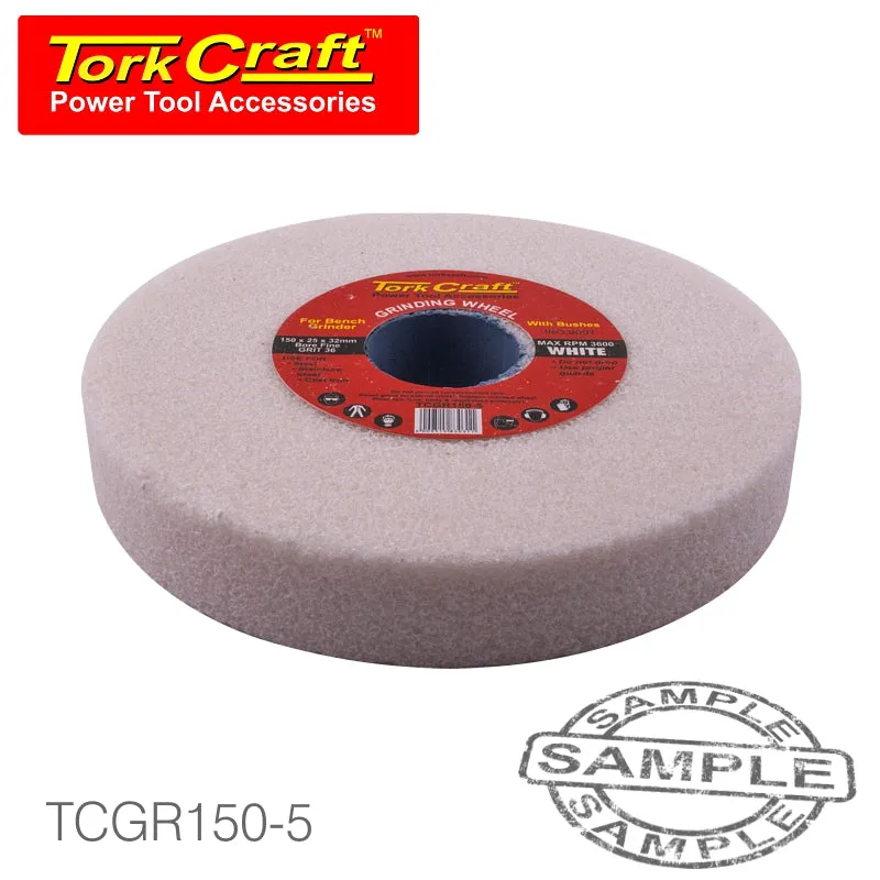 TORK CRAFT GRINDING WHEEL 150X25X32MM WHITE COARSE 36GR W/BUSHES FOR BENCH GRINDE TCGR150-5