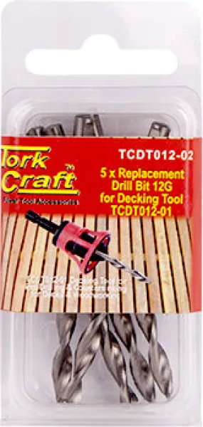 TORK CRAFT REPLACEMENT DRILL BITS 12G X 5PC FOR DECKING TOOL TCDT012-01 TCDT012-02