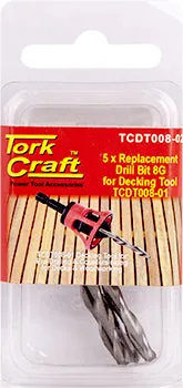 TORK CRAFT REPLACEMENT DRILL BITS 8G X 5PC FOR DECKING TOOL TCDT008-01 TCDT008-02