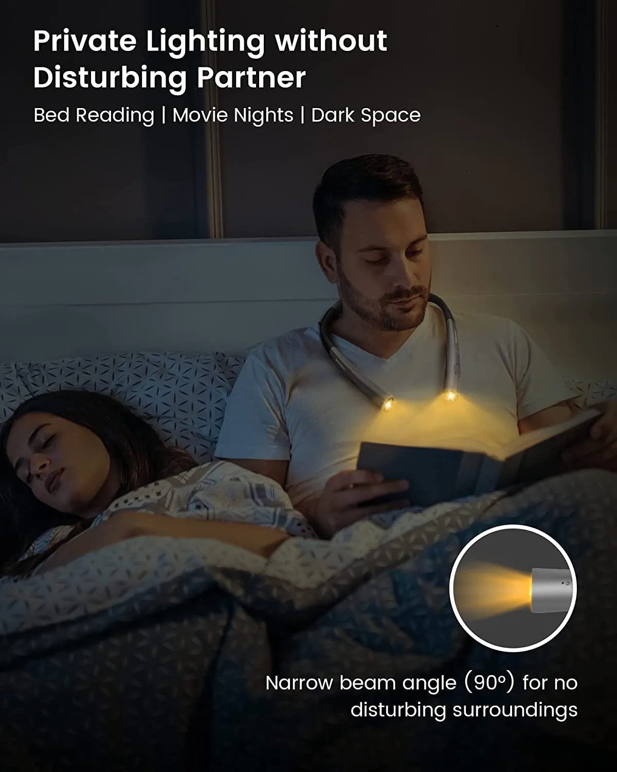 Upgraded LED Neck Reading Light, Book Light for Reading in Bed, 30-Min Timer, 3 Colors & 3 Brightness Adjustable, Rechargeable & Long Lasting, Perfect for Reading, Knitting & Repairing