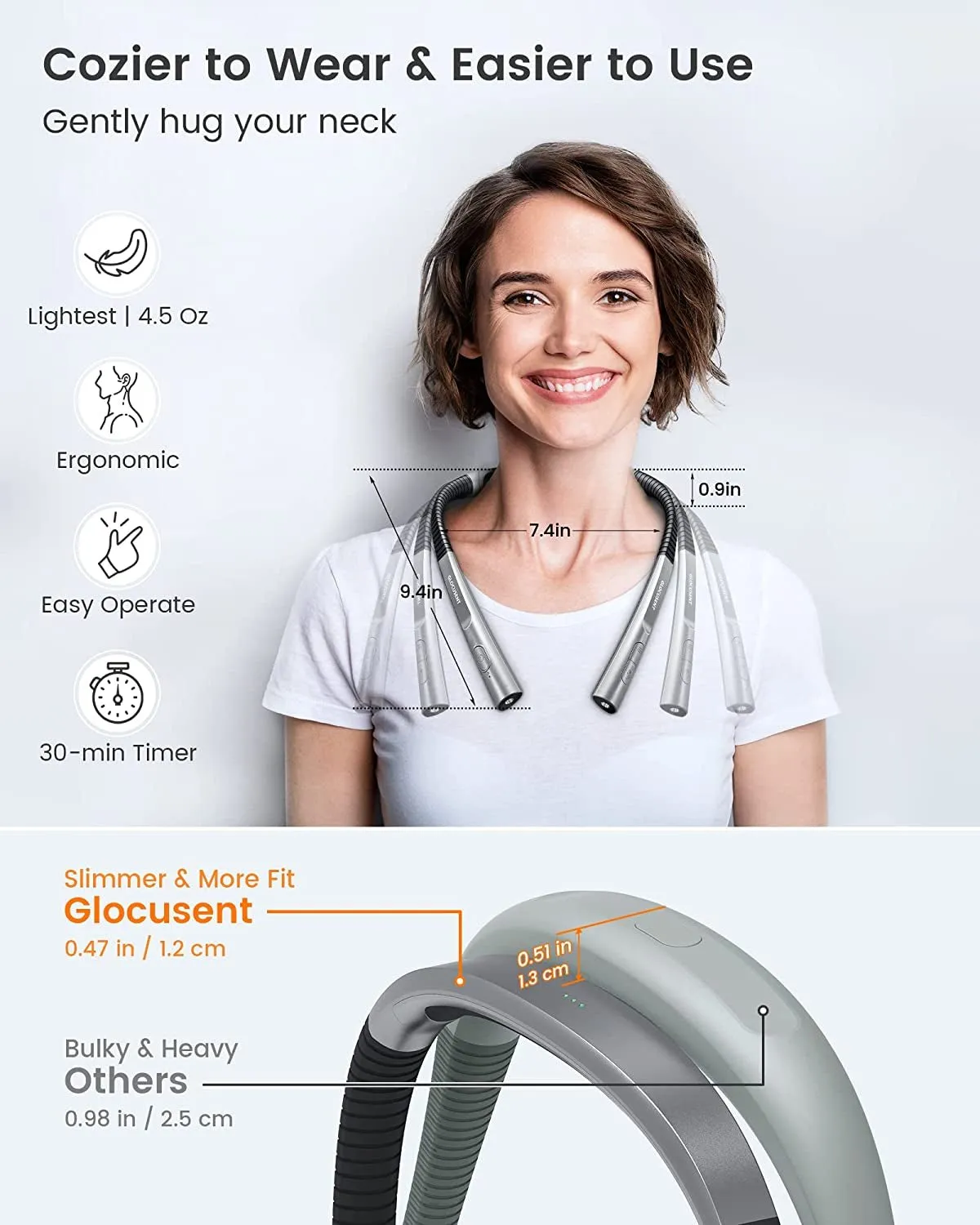 Upgraded LED Neck Reading Light, Book Light for Reading in Bed, 30-Min Timer, 3 Colors & 3 Brightness Adjustable, Rechargeable & Long Lasting, Perfect for Reading, Knitting & Repairing