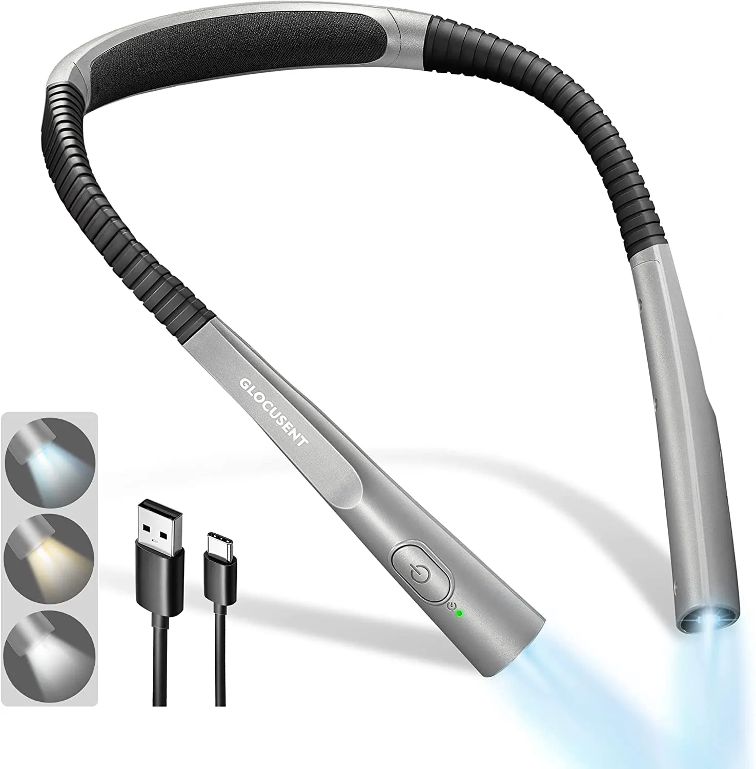 Upgraded LED Neck Reading Light, Book Light for Reading in Bed, 30-Min Timer, 3 Colors & 3 Brightness Adjustable, Rechargeable & Long Lasting, Perfect for Reading, Knitting & Repairing