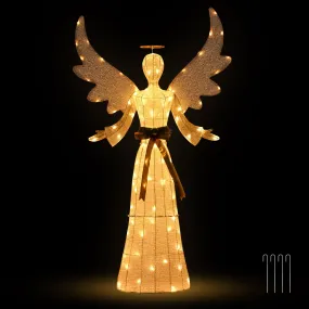 valiant Holy 5.5ft Lighted Christmas Angel Outdoor Pre-lit 3D Crystal Angel Patio Garden Deck Party Decor Warm white 5.5FT-Angle 5.5FT-Angle