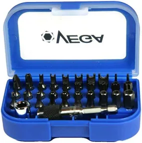 Vega V32-1TP 32 Piece Tamper Proof Screwdriver Bit Set - Torx, Spanner, Phillips & Hex with Pin