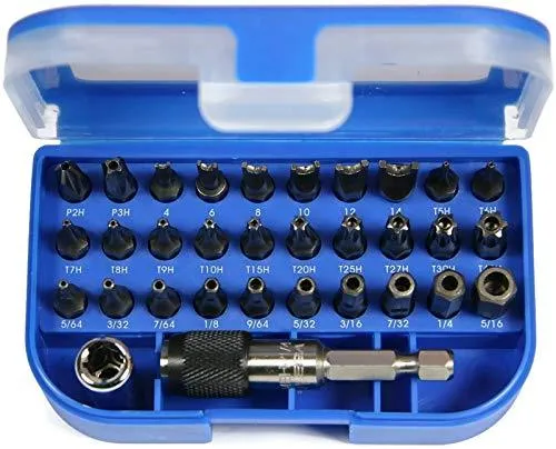 Vega V32-1TP 32 Piece Tamper Proof Screwdriver Bit Set - Torx, Spanner, Phillips & Hex with Pin
