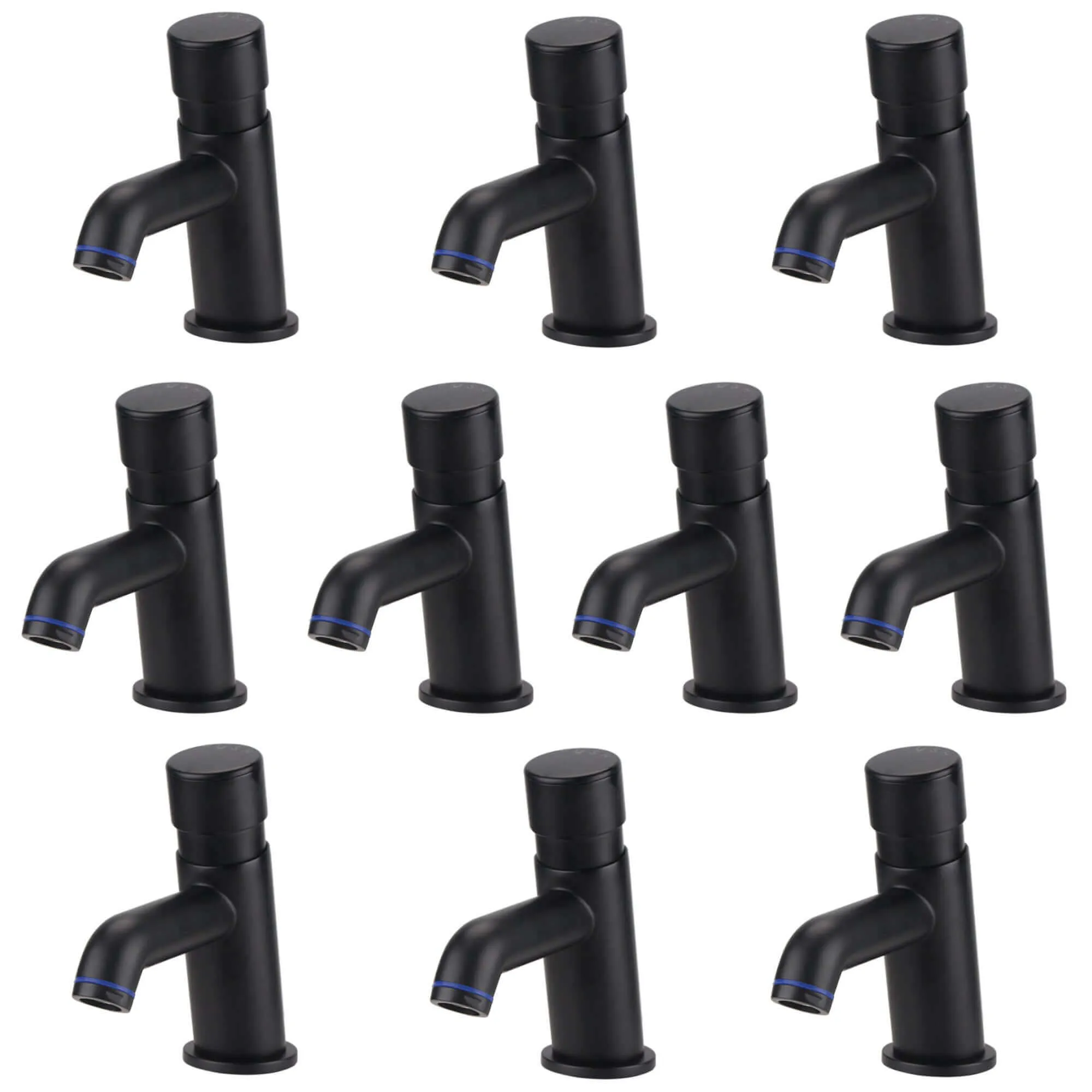 Vision non concussive time adjustable basin single tap modern - black (hot & cold indicators) - 10 pack