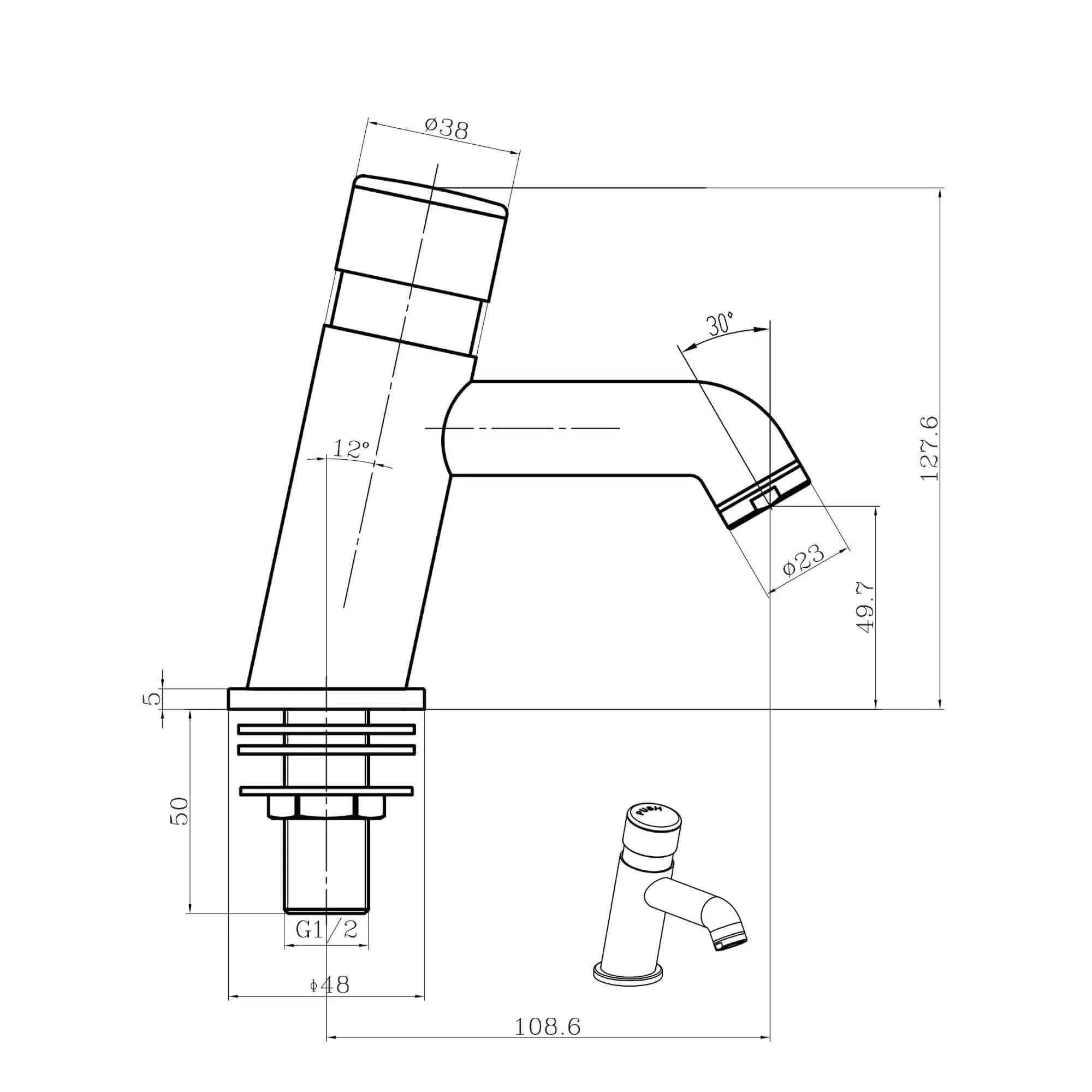 Vision non concussive time adjustable basin single tap modern - black (hot & cold indicators)