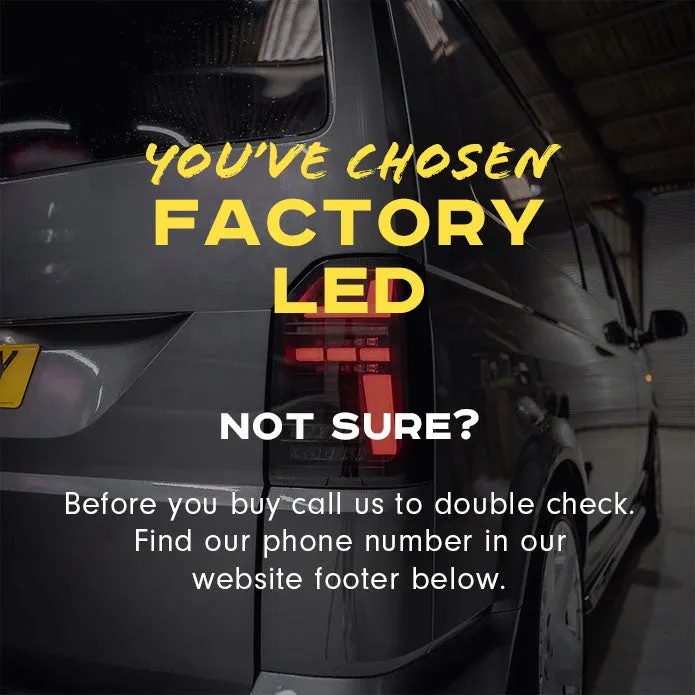 VW T6 – Rear Lights – Sequential Indicator – LED – Tailgate – Red Smoke (T6.1 Style)