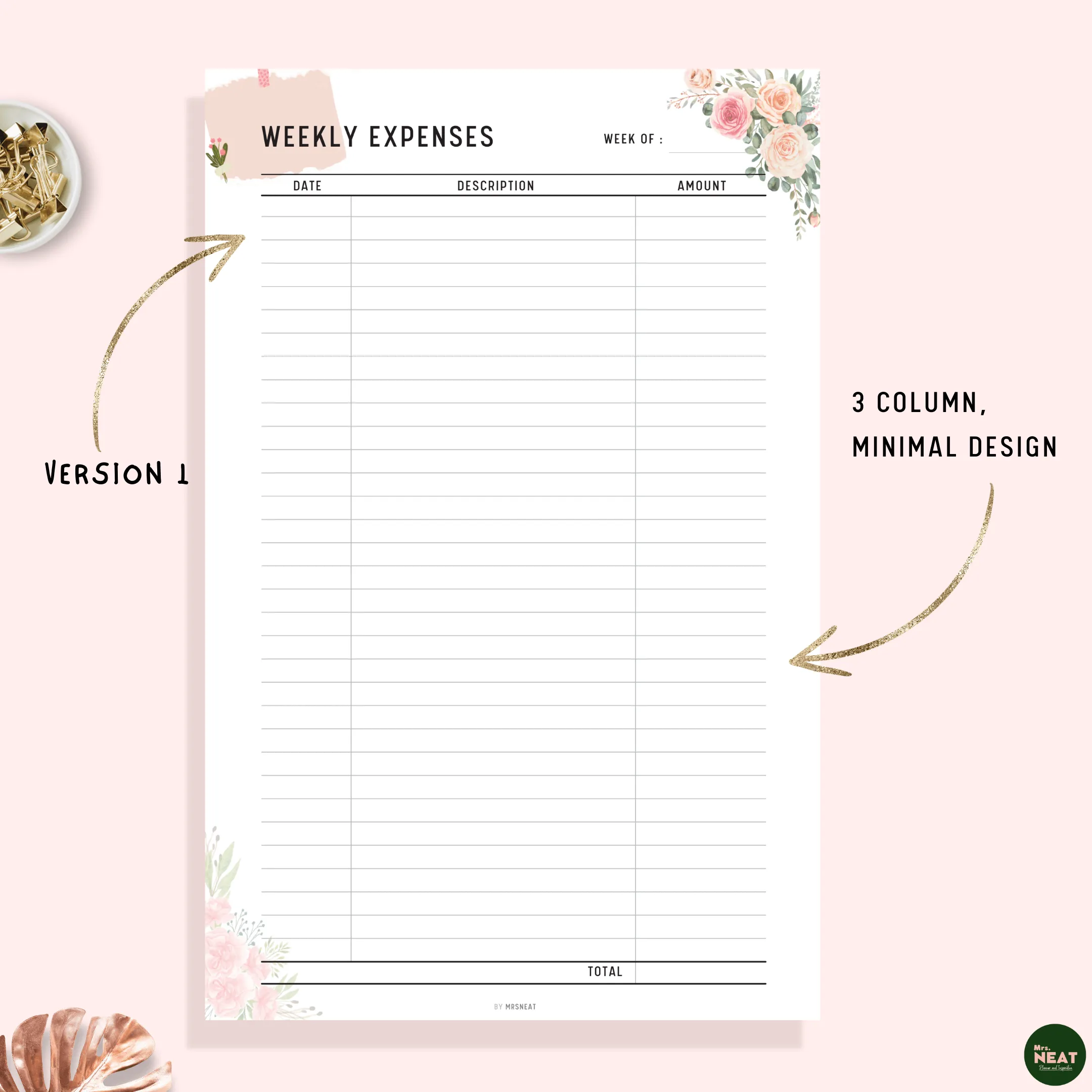 Weekly Spending Tracker Printable - M115/6