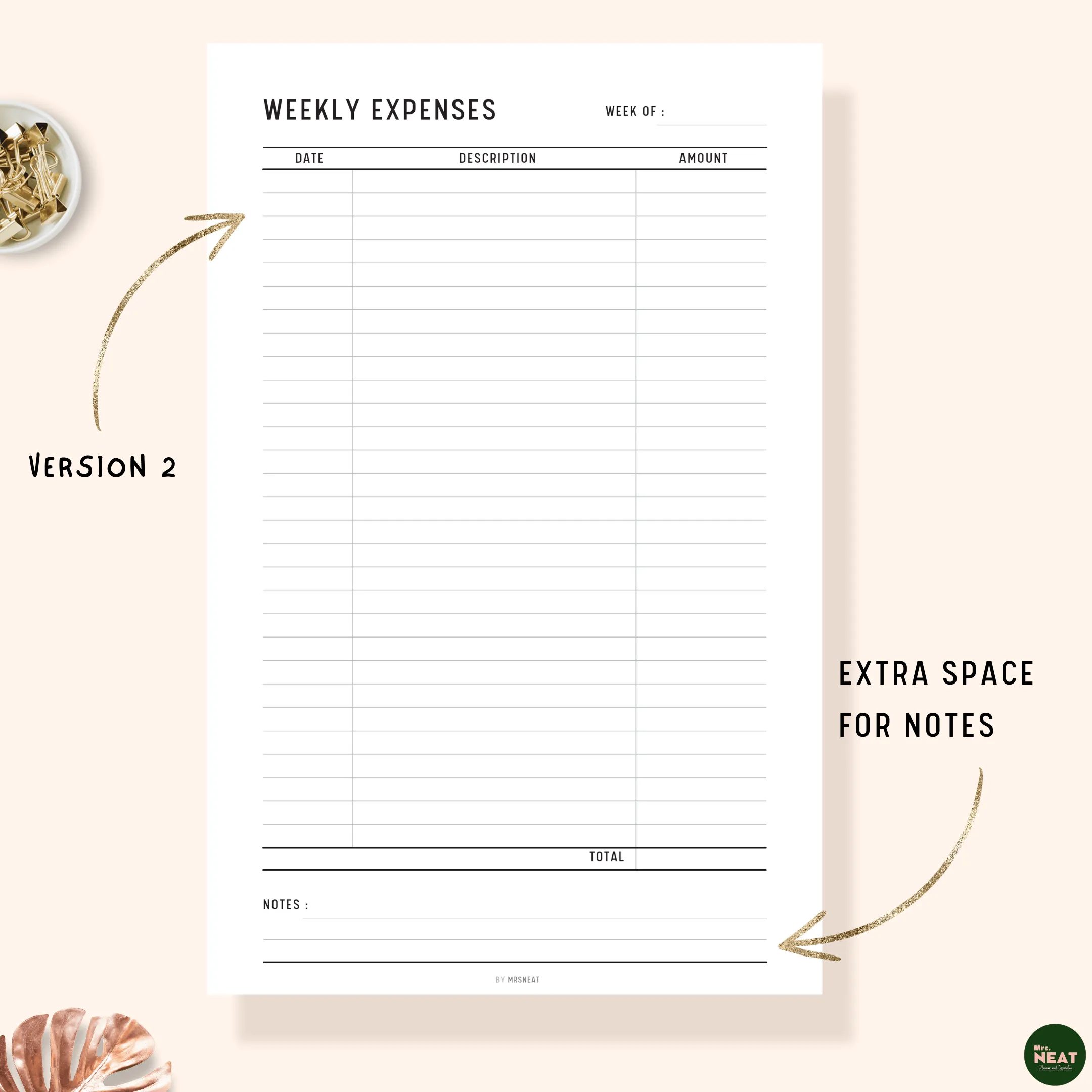Weekly Spending Tracker Printable - M115/6