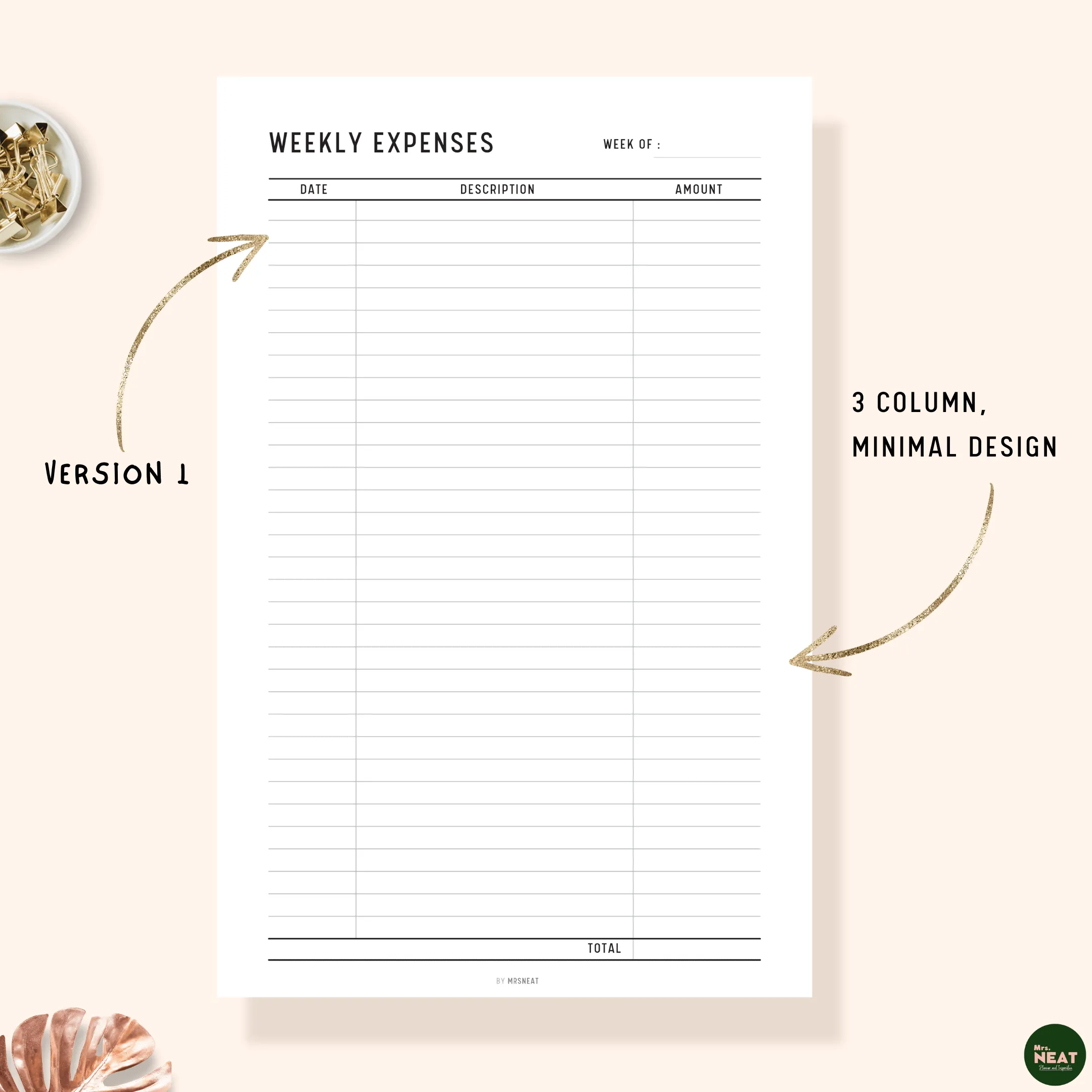 Weekly Spending Tracker Printable - M115/6