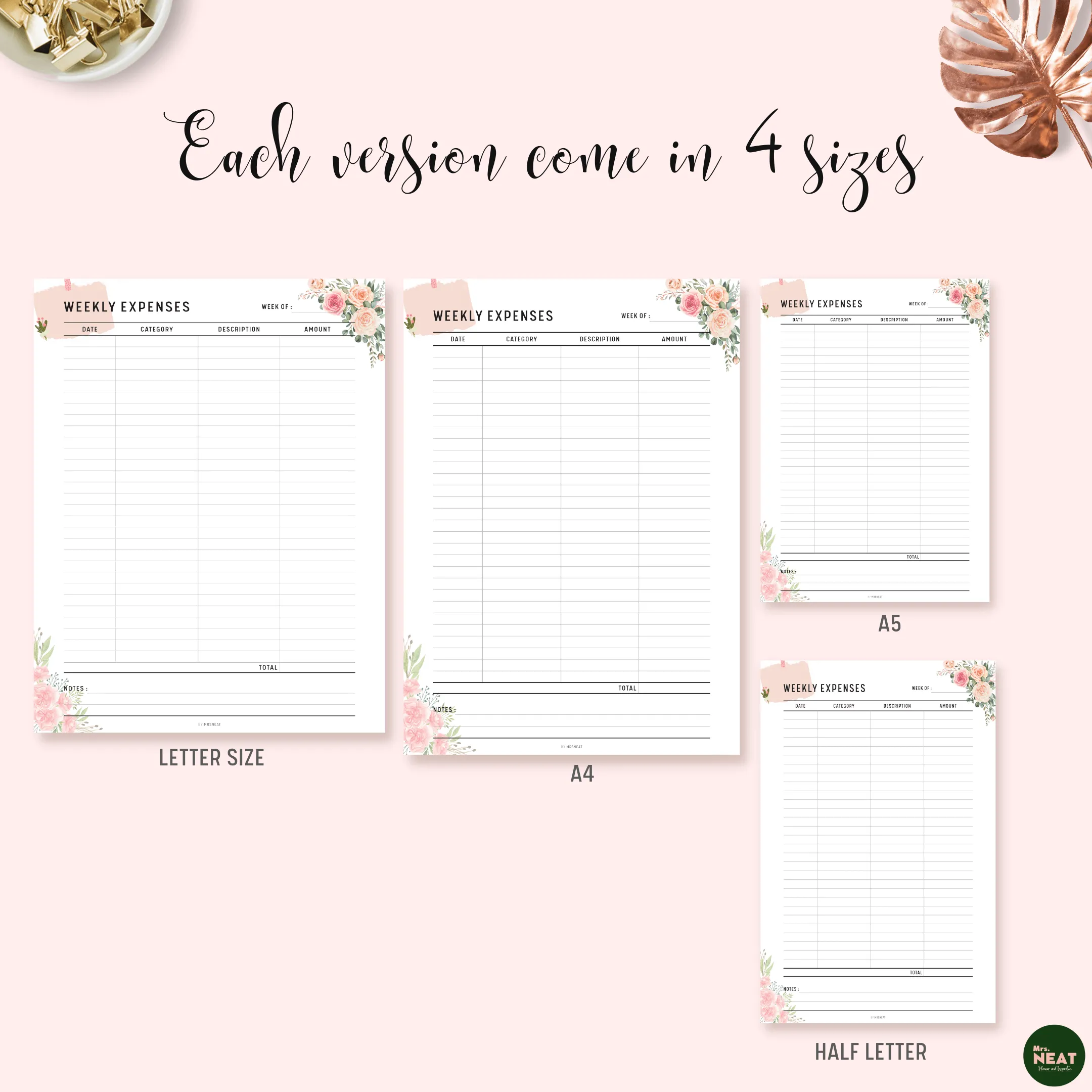 Weekly Spending Tracker Printable - M115/6