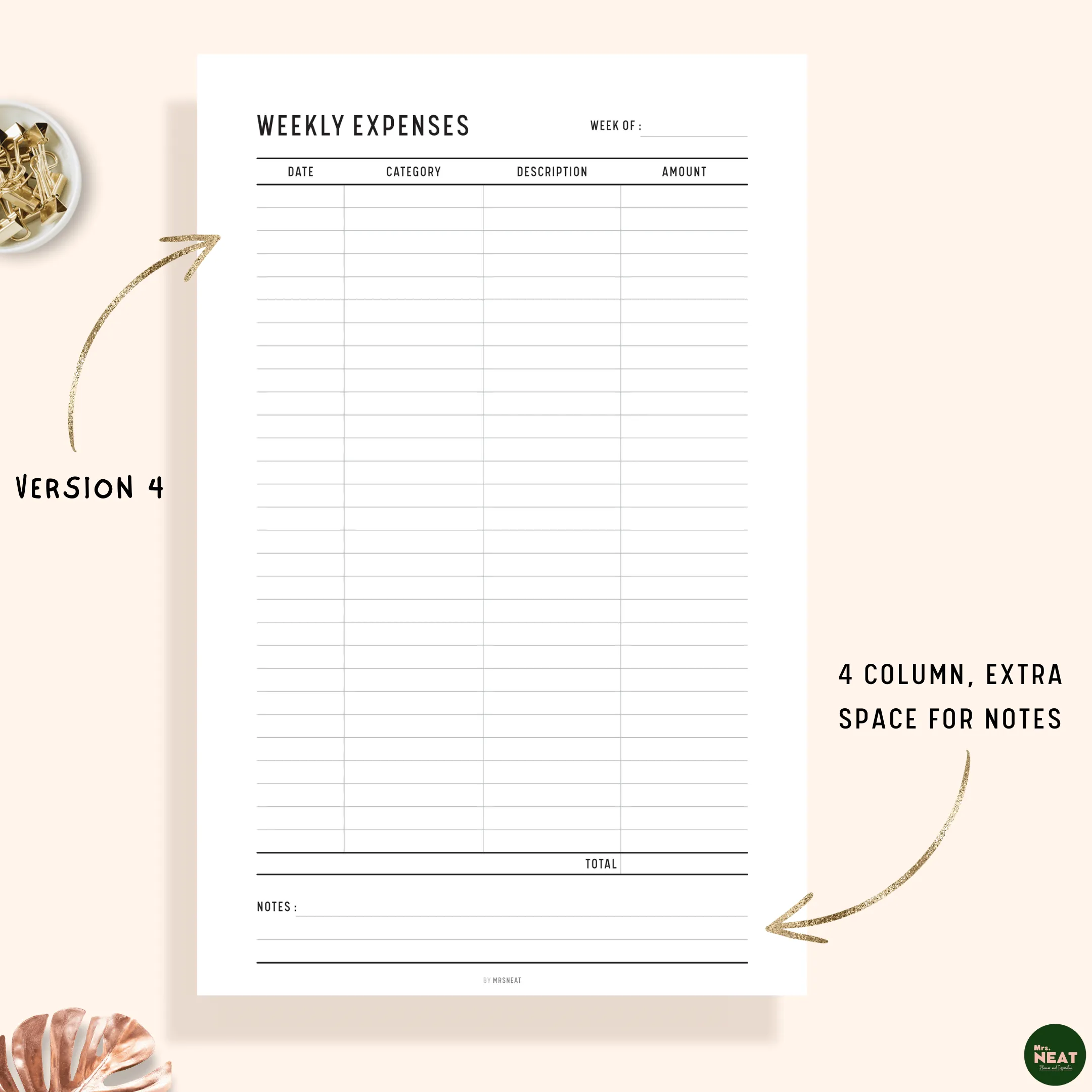 Weekly Spending Tracker Printable - M115/6
