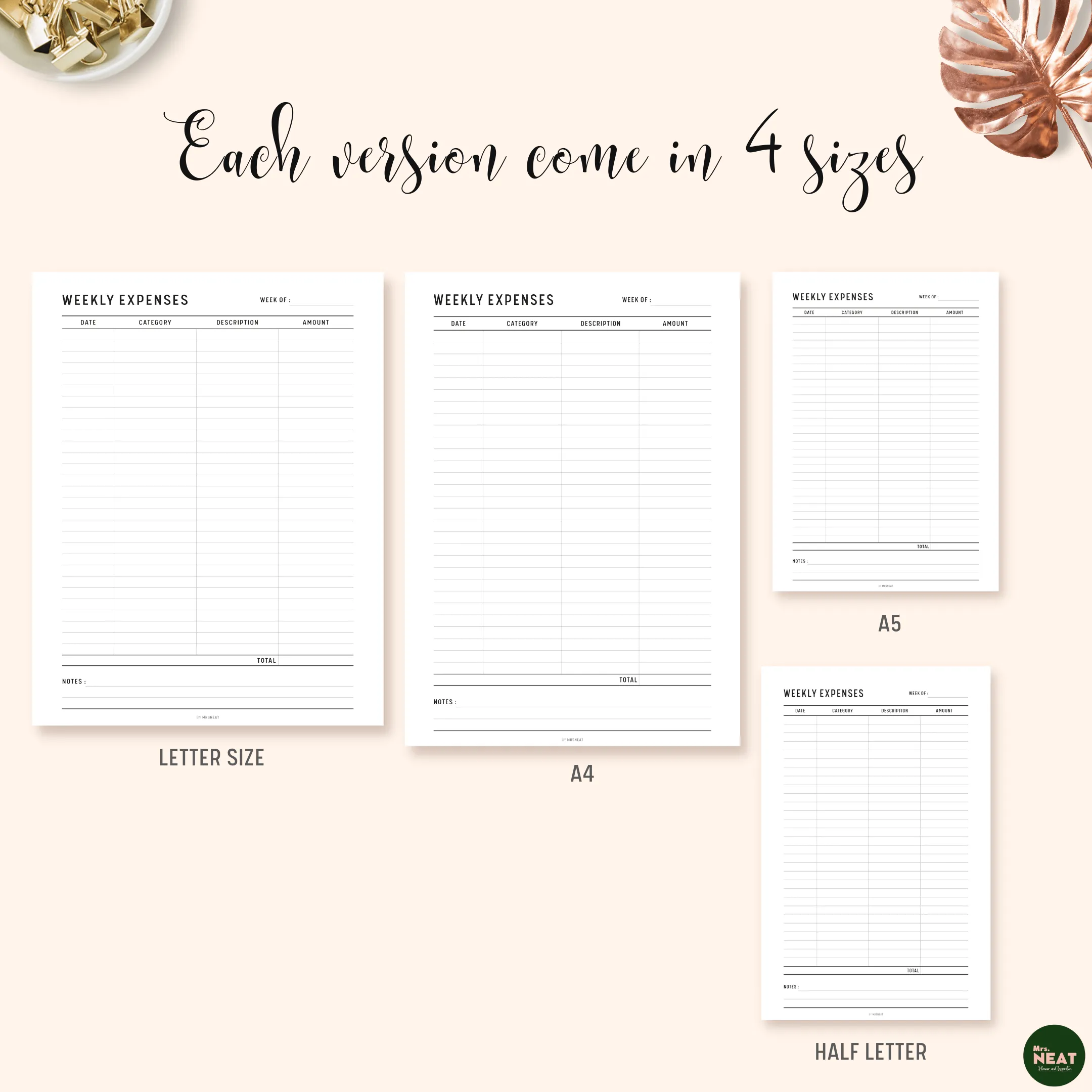 Weekly Spending Tracker Printable - M115/6