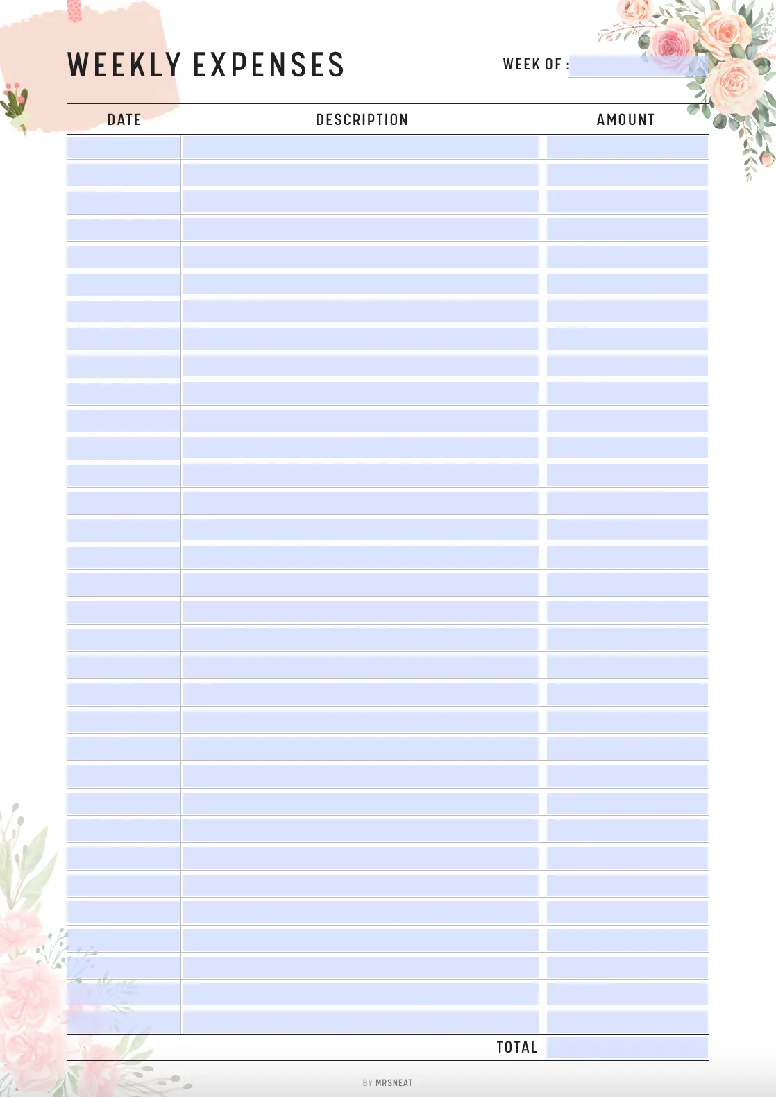 Weekly Spending Tracker Printable - M115/6